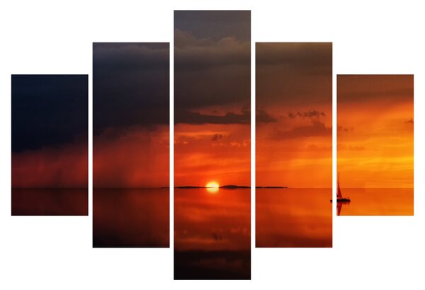 Slika zalaska sunca s jedrilicom (150x105 cm)