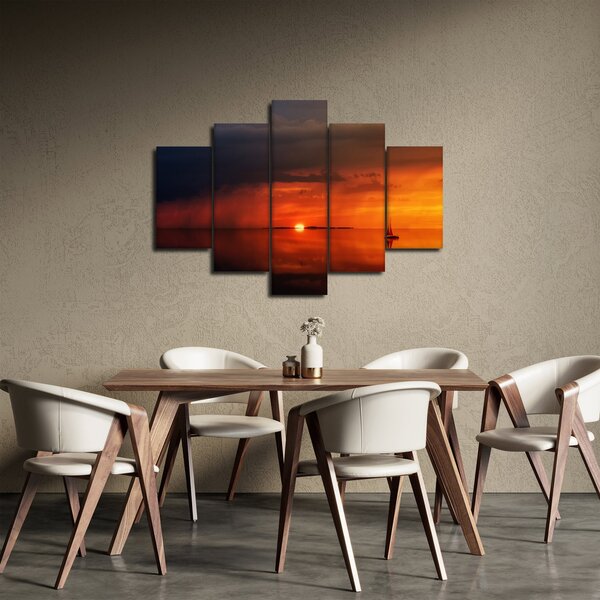 Slika zalaska sunca s jedrilicom (150x105 cm)