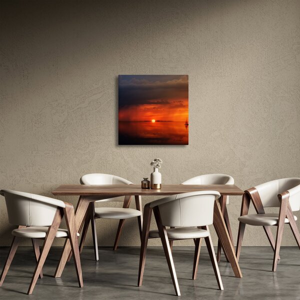 Slika zalaska sunca s jedrilicom (30x30 cm)