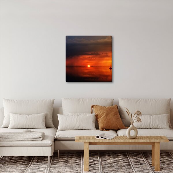 Slika zalaska sunca s jedrilicom (30x30 cm)