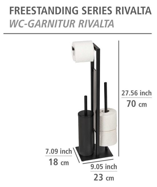 Mat crni željezan držač za WC papir sa četkom Rivalta – Wenko