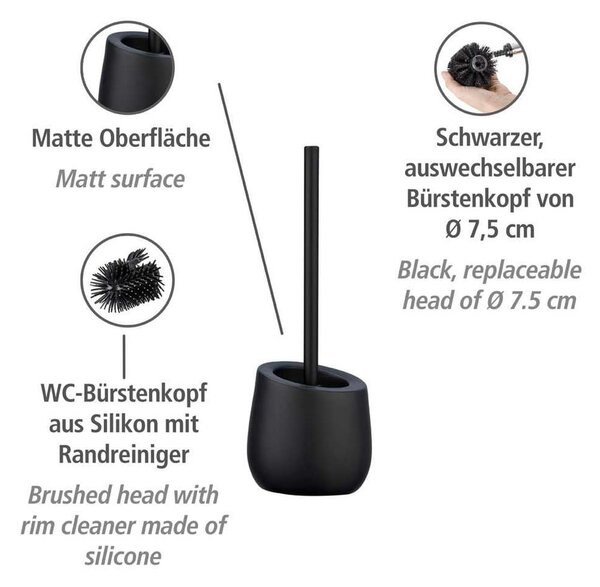 Mat crna keramička WC četka Badi – Wenko
