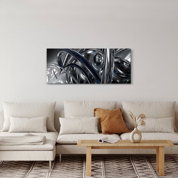 Slika sive apstrakcije s dodatkom plave (120x50 cm)