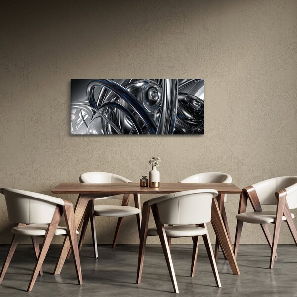 Slika sive apstrakcije s dodatkom plave (120x50 cm)