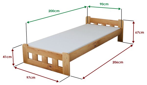 Krevet Naomi povišen 90 x 200 cm, joha Podnica: Sa lameliranom podnicom, Madrac: Madrac Deluxe 10 cm