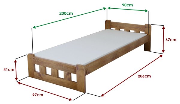 Krevet Naomi povišen 90 x 200 cm, hrast Podnica: Bez podnice, Madrac: Bez madraca
