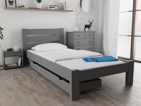 Krevet Amelia 80 x 200 cm, sivi Podnica: Sa lameliranom podnicom, Madrac: Bez madraca