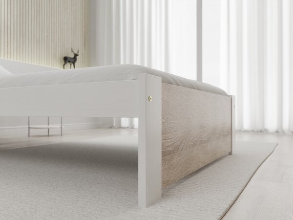 Krevet IKAROS 90 x 200 cm, bijela/hrast sonoma Podnica: Bez podnice, Madrac: Madrac Deluxe 10 cm