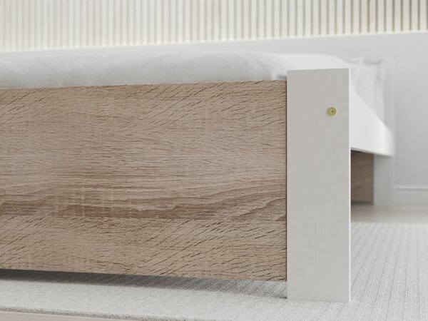 Krevet IKAROS 90 x 200 cm, bijela/hrast sonoma Podnica: Bez podnice, Madrac: Madrac Deluxe 10 cm