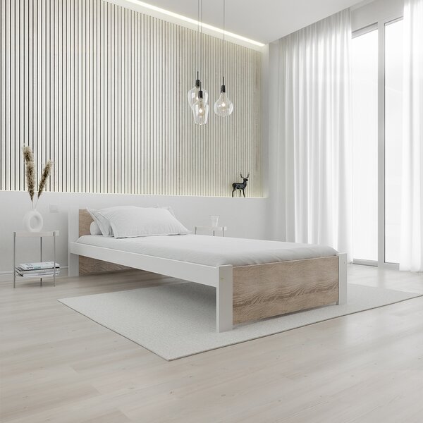 Krevet IKAROS 90 x 200 cm, bijela/hrast sonoma Podnica: Bez podnice, Madrac: Madrac Deluxe 10 cm