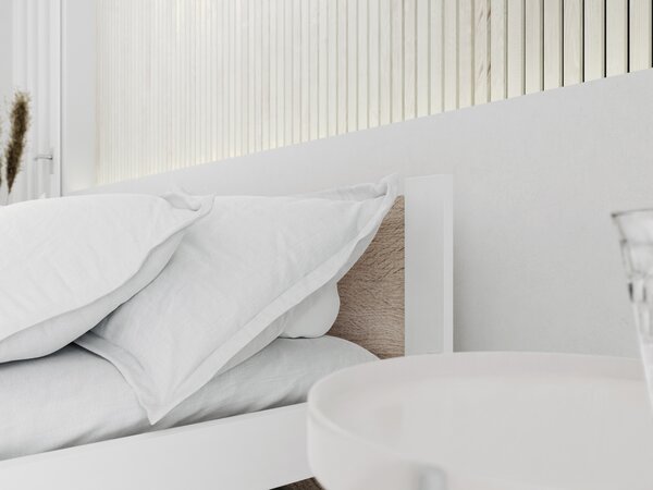 Krevet IKAROS 90 x 200 cm, bijela/hrast sonoma Podnica: Bez podnice, Madrac: Madrac Deluxe 10 cm