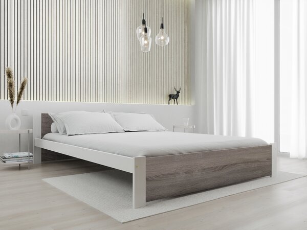 Krevet IKAROS 160 x 200 cm, bijela/tartuf hrast Podnica: Sa podnicom od letvi, Madrac: Bez madraca