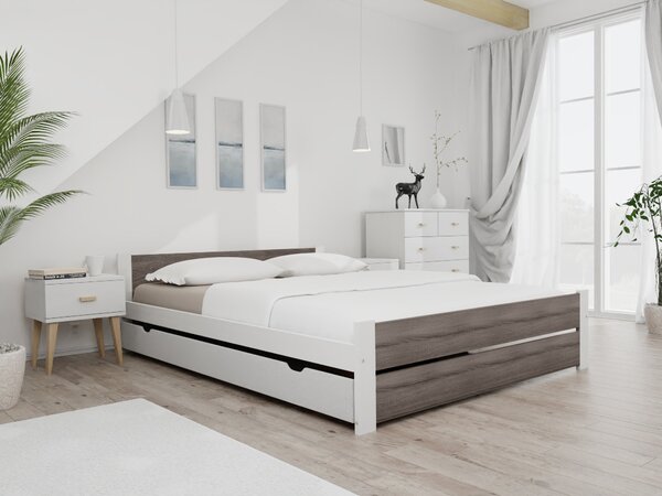 Krevet IKAROS DOUBLE 140 x 200 cm, bijela/tartuf hrast Podnica: Sa podnicom od letvi, Madrac: Bez madraca