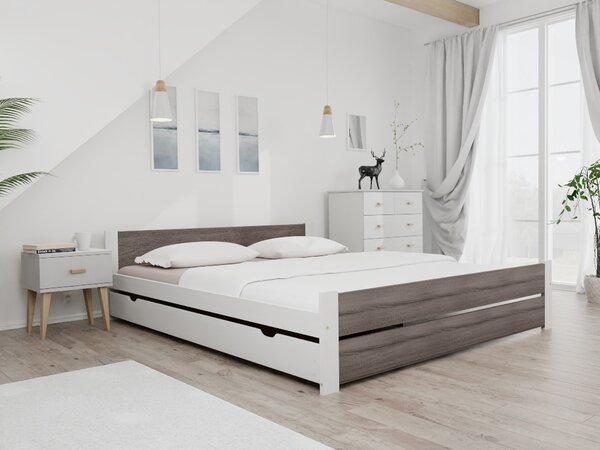 Krevet IKAROS DOUBLE 180 x 200 cm, bijela/tartuf hrast Podnica: Bez podnice, Madrac: Bez madraca