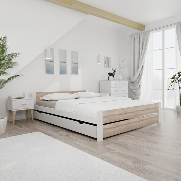 Krevet IKAROS DOUBLE 120 x 200 cm, bijela/hrast sonoma Podnica: Bez podnice, Madrac: Bez madraca