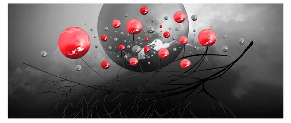 Slika crvenih apstraktnih kugli (120x50 cm)