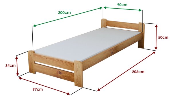 Krevet Emily 90 x 200 cm, joha Podnica: Sa podnicom od letvi, Madrac: Bez madraca