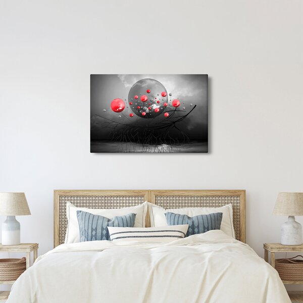 Slika crvenih apstraktnih kugli (90x60 cm)