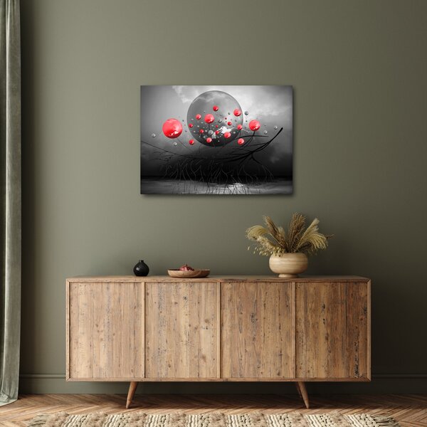 Slika crvenih apstraktnih kugli (70x50 cm)