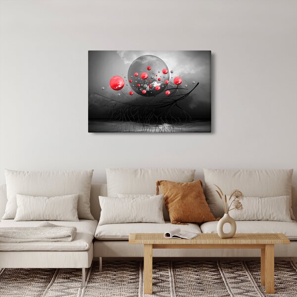 Slika crvenih apstraktnih kugli (90x60 cm)