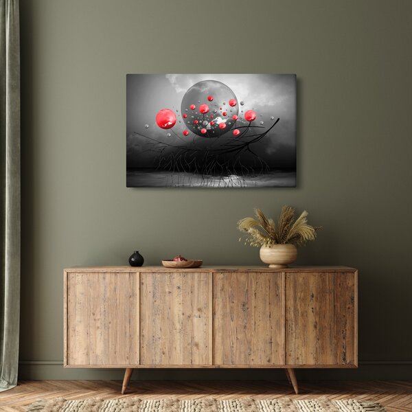 Slika crvenih apstraktnih kugli (90x60 cm)
