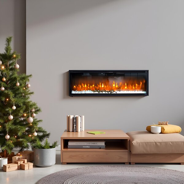 Inteligentni električni kamin, ElectricSun VERSALYS XS, zidni, podni ili ugradbeni, 10 barvami plamena, sa zvukom, mobilno aplikacijo Tuya Smart/Smart