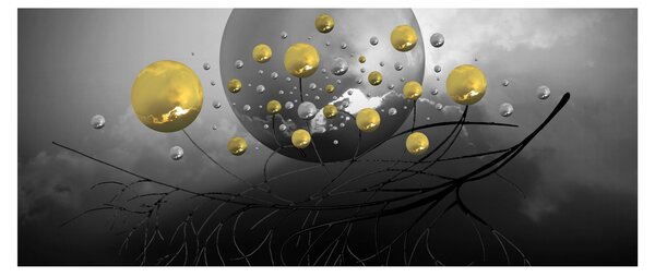 Slika zlatnih apstraktnih kugli (120x50 cm)