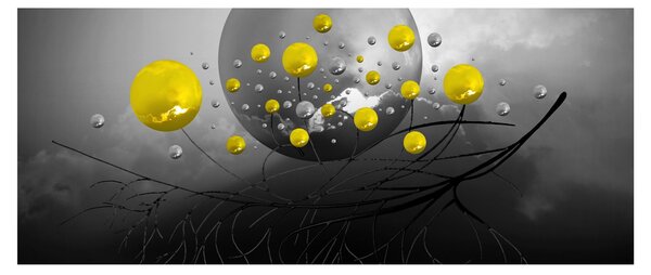 Slika - žute apstraktne kugle (120x50 cm)