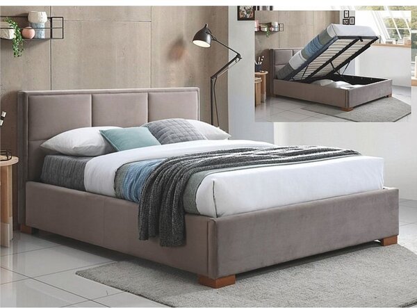 Bež tapecirani krevet MAISON VELVET 160 x 200 cm