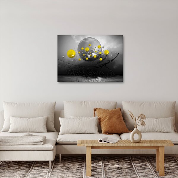 Slika - žute apstraktne kugle (70x50 cm)