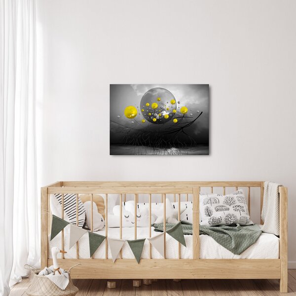 Slika - žute apstraktne kugle (70x50 cm)