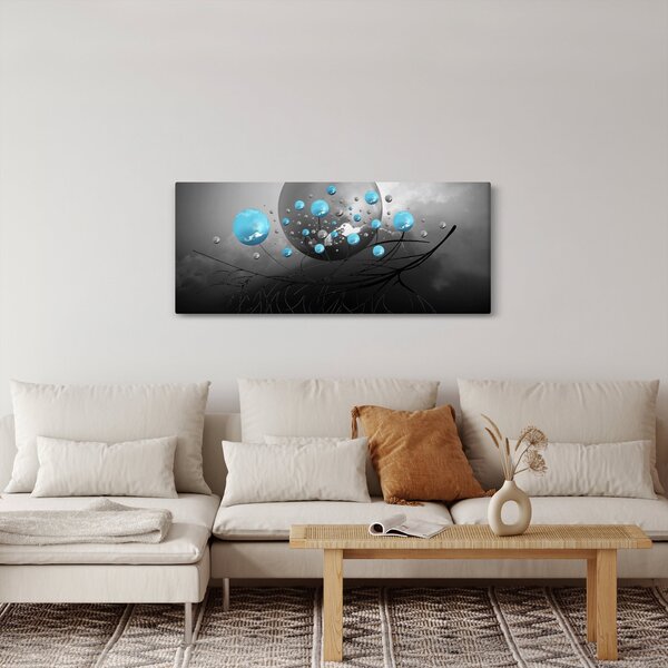 Slika - svijetlo plave apstraktne kugle (120x50 cm)