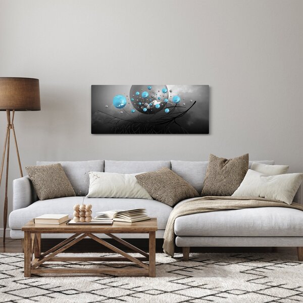 Slika - svijetlo plave apstraktne kugle (120x50 cm)