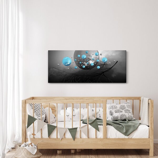 Slika - svijetlo plave apstraktne kugle (120x50 cm)