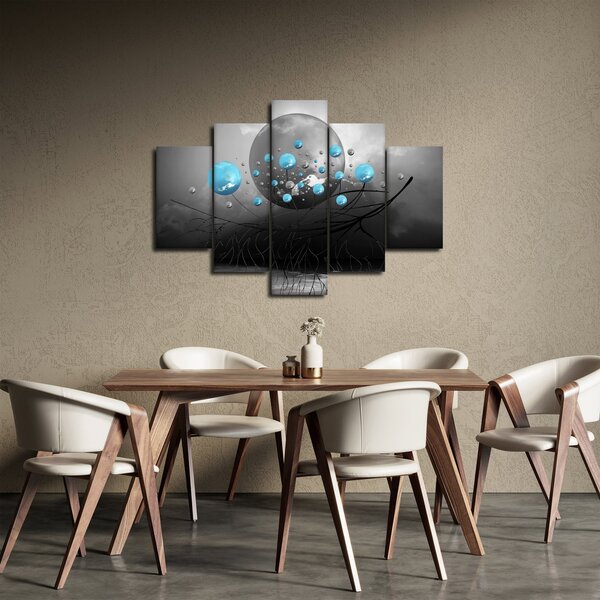 Slika - svijetlo plave apstraktne kugle (150x105 cm)