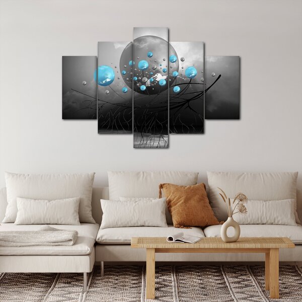 Slika - svijetlo plave apstraktne kugle (150x105 cm)