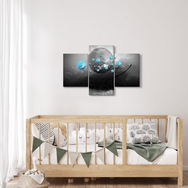Slika - svijetlo plave apstraktne kugle (90x60 cm)