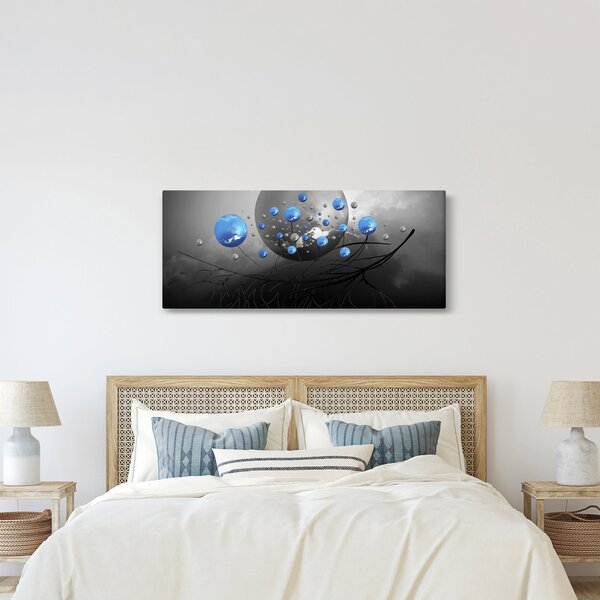 Slika plavih apstraktnih kugli (120x50 cm)