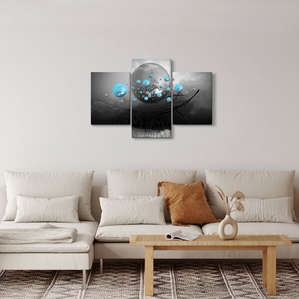 Slika - svijetlo plave apstraktne kugle (90x60 cm)