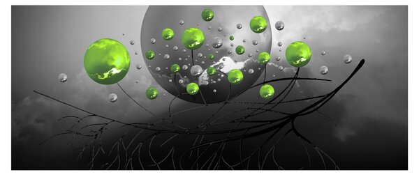 Slika zelenih apstraktnih kugli (120x50 cm)