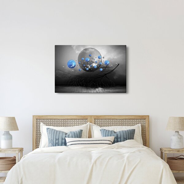 Slika plavih apstraktnih kugli (90x60 cm)