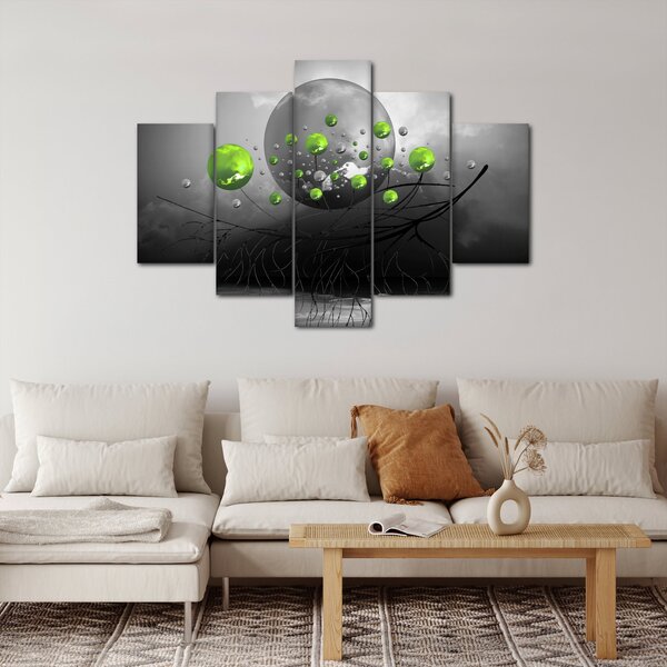 Slika zelenih apstraktnih kugli (150x105 cm)