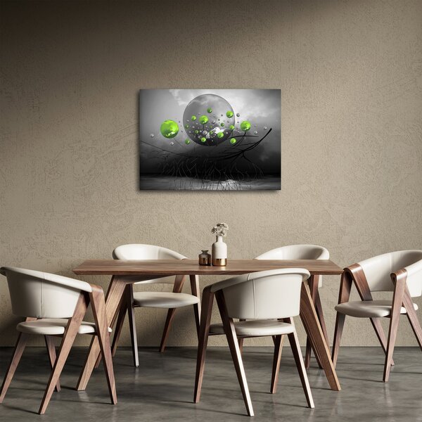 Slika zelenih apstraktnih kugli (70x50 cm)