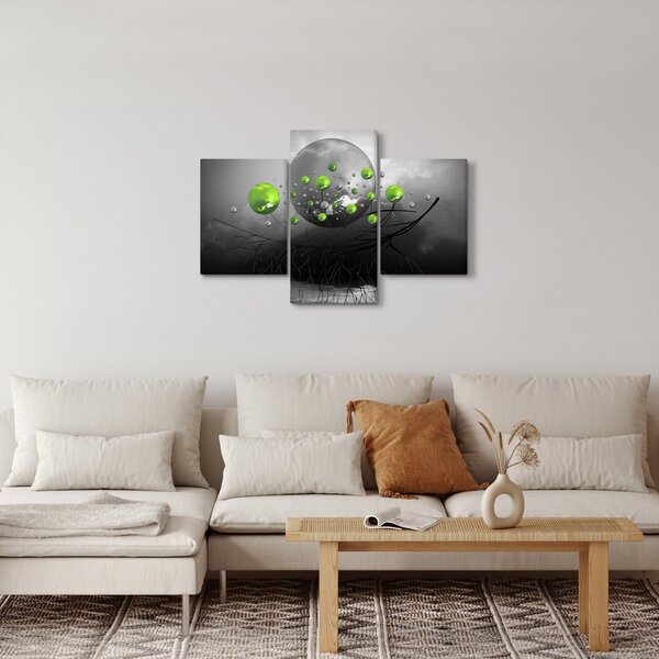 Slika zelenih apstraktnih kugli (90x60 cm)