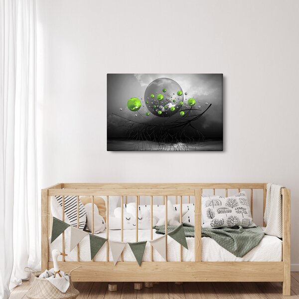 Slika zelenih apstraktnih kugli (90x60 cm)