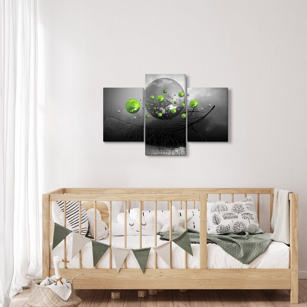Slika zelenih apstraktnih kugli (90x60 cm)