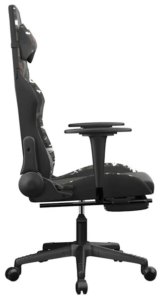 Masažna Gaming stolica s osloncem crno-maskirna od umjetne kože - Crna i maskirna Sa naslonom za noge