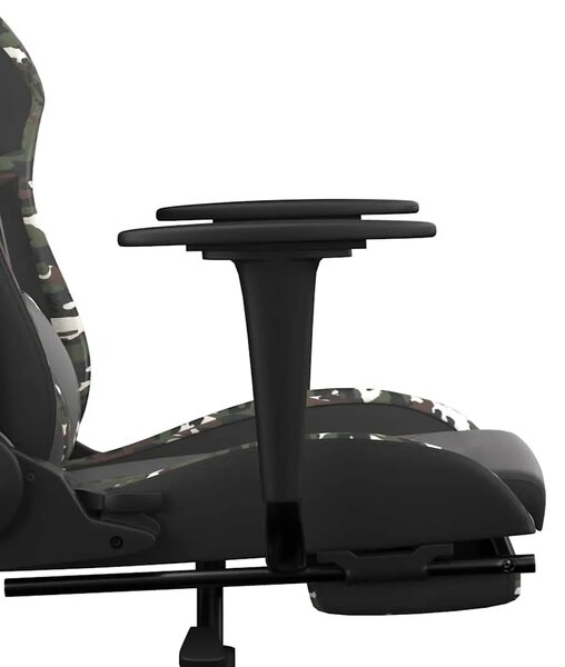 Masažna Gaming stolica s osloncem crno-maskirna od umjetne kože - Crna i maskirna Sa naslonom za noge