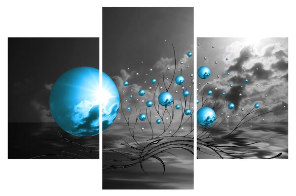 Slika svijetlo plavih kugli (90x60 cm)