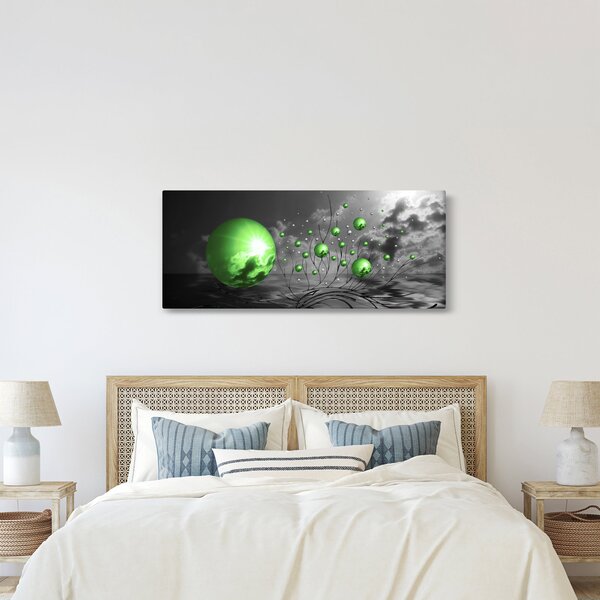 Slika zelenih apstraktnih kugli (120x50 cm)